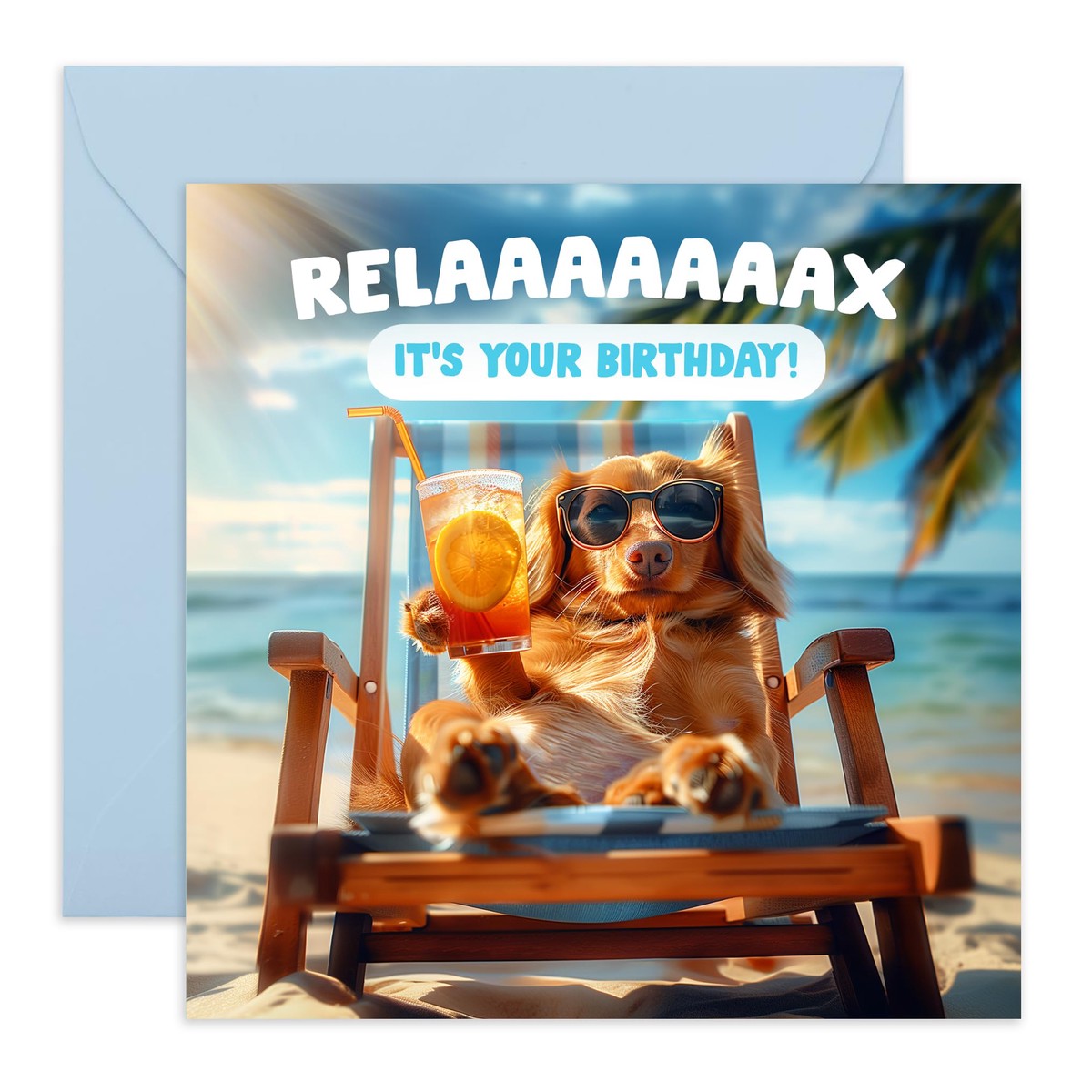 Greeting Card - 'RELAX SAUSAGE DOG BIRTHDAY' - Perfect for Dachshund Lovers & Fun Birthdays - Adds a Cozy Playful Touch to Celebrations - Ideal for Pet and Dog Fans - Com