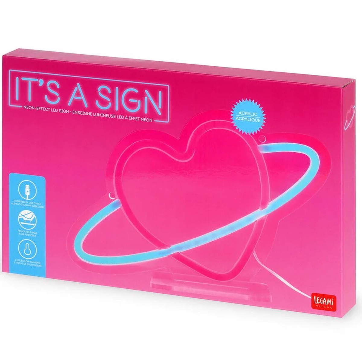 Legami Neon Effect Led Lamp - It's A Sign - Planet Heart