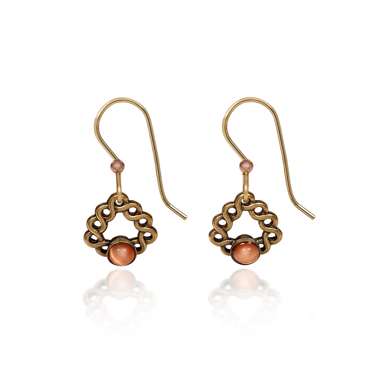 Woven Soft Triangle Earring with Cabachon