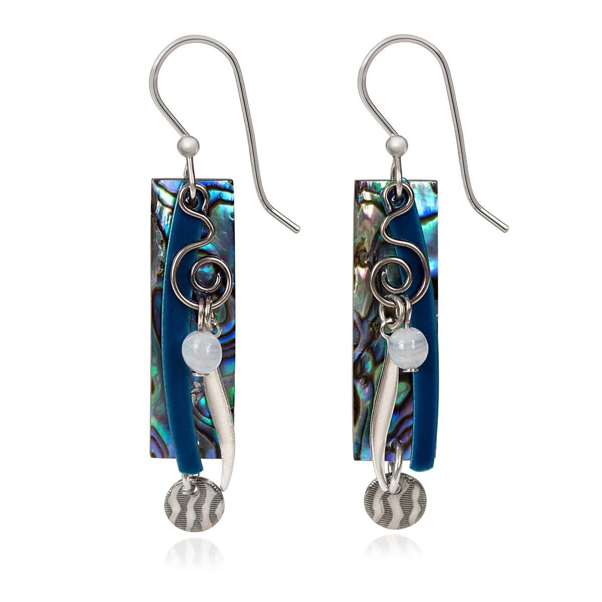 Rectangular Shell with Beads Earring