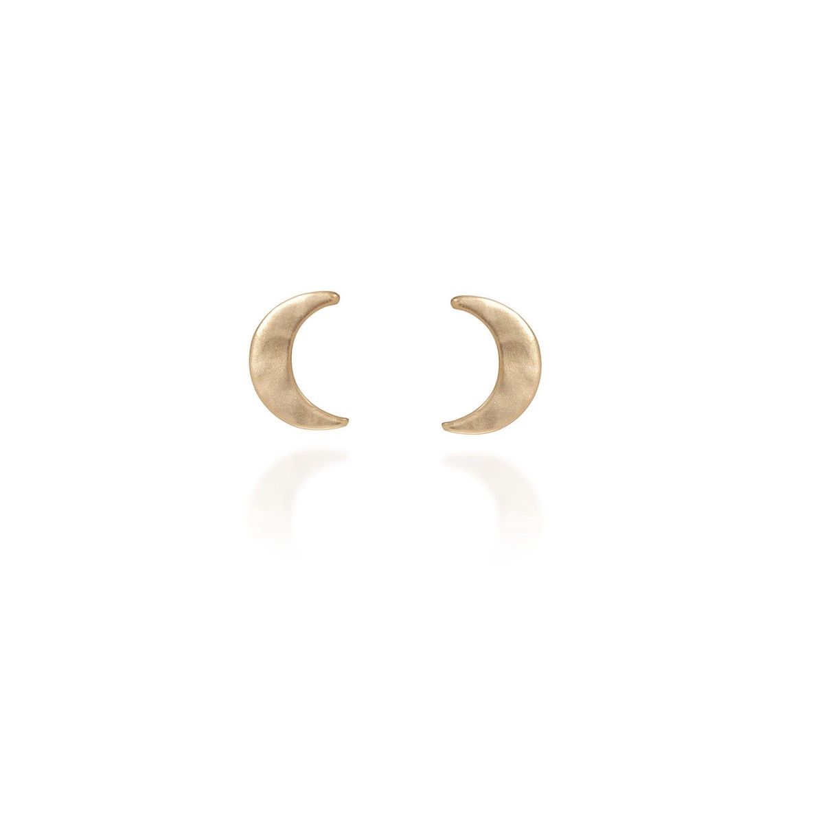 10K Hammered Crescent Moon Post Earring