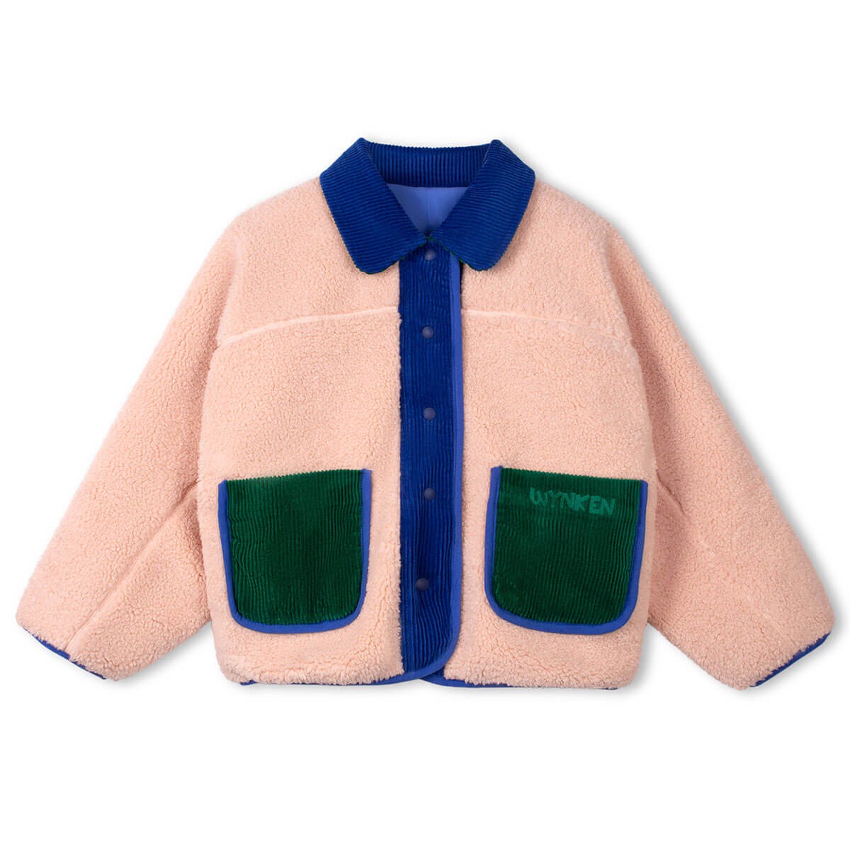 Faux Fur Reversible Jacket in Blue / Ode To Rose by Wynken
