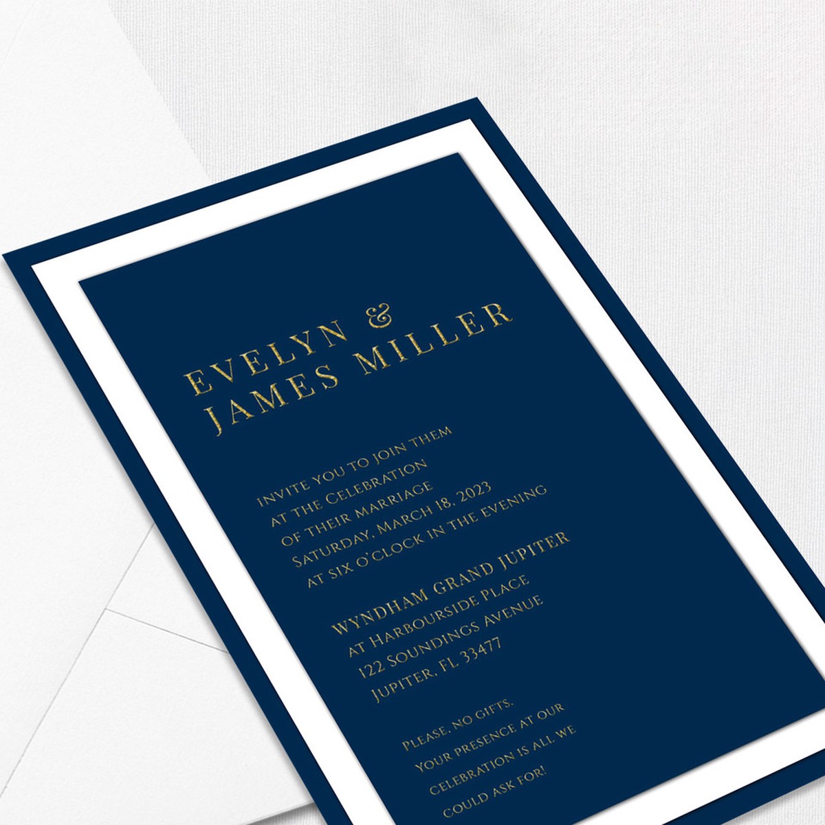 Evelyn Navy Wedding Invitations