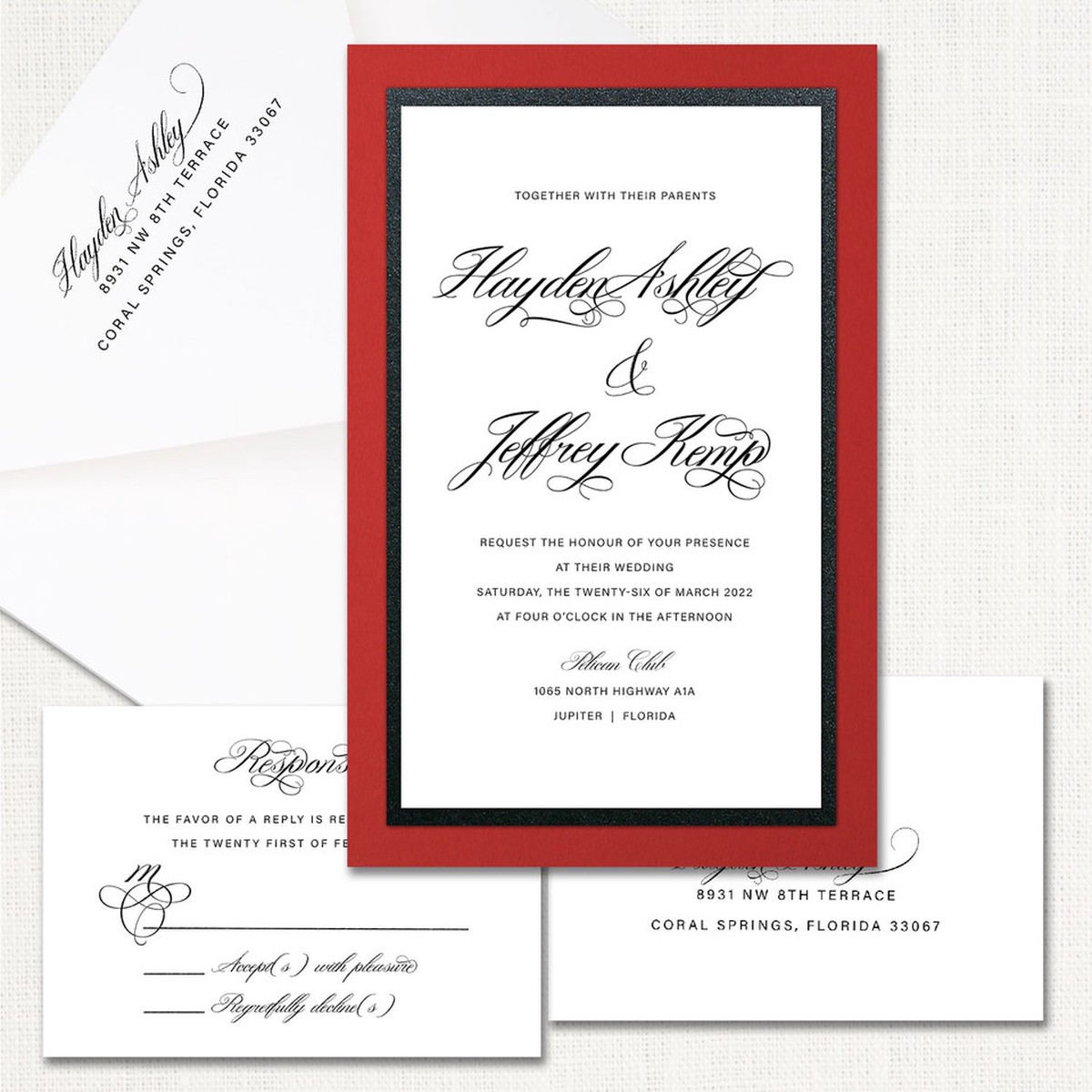 Hayden Black Wedding Invitations