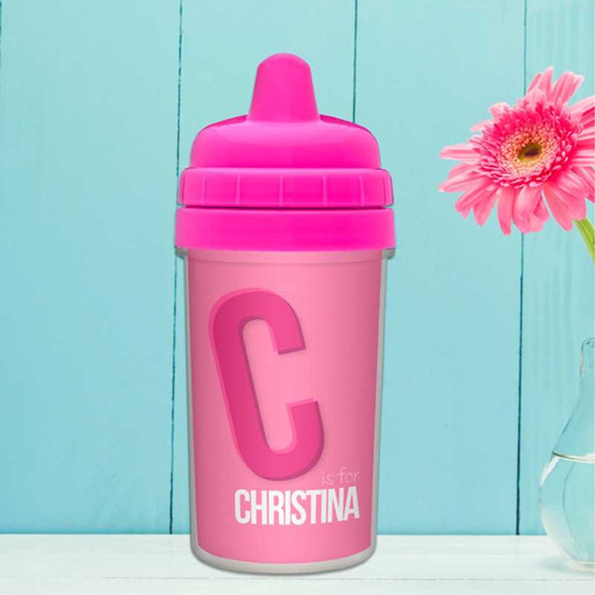 Double Initial Pink Sippy Cup
