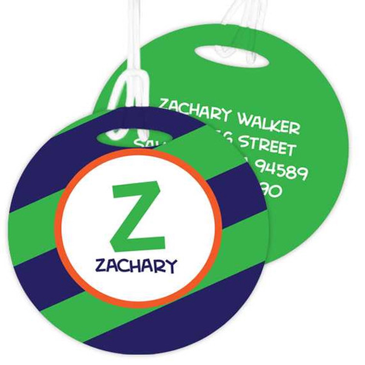 Fun Initials Green Bag Tag