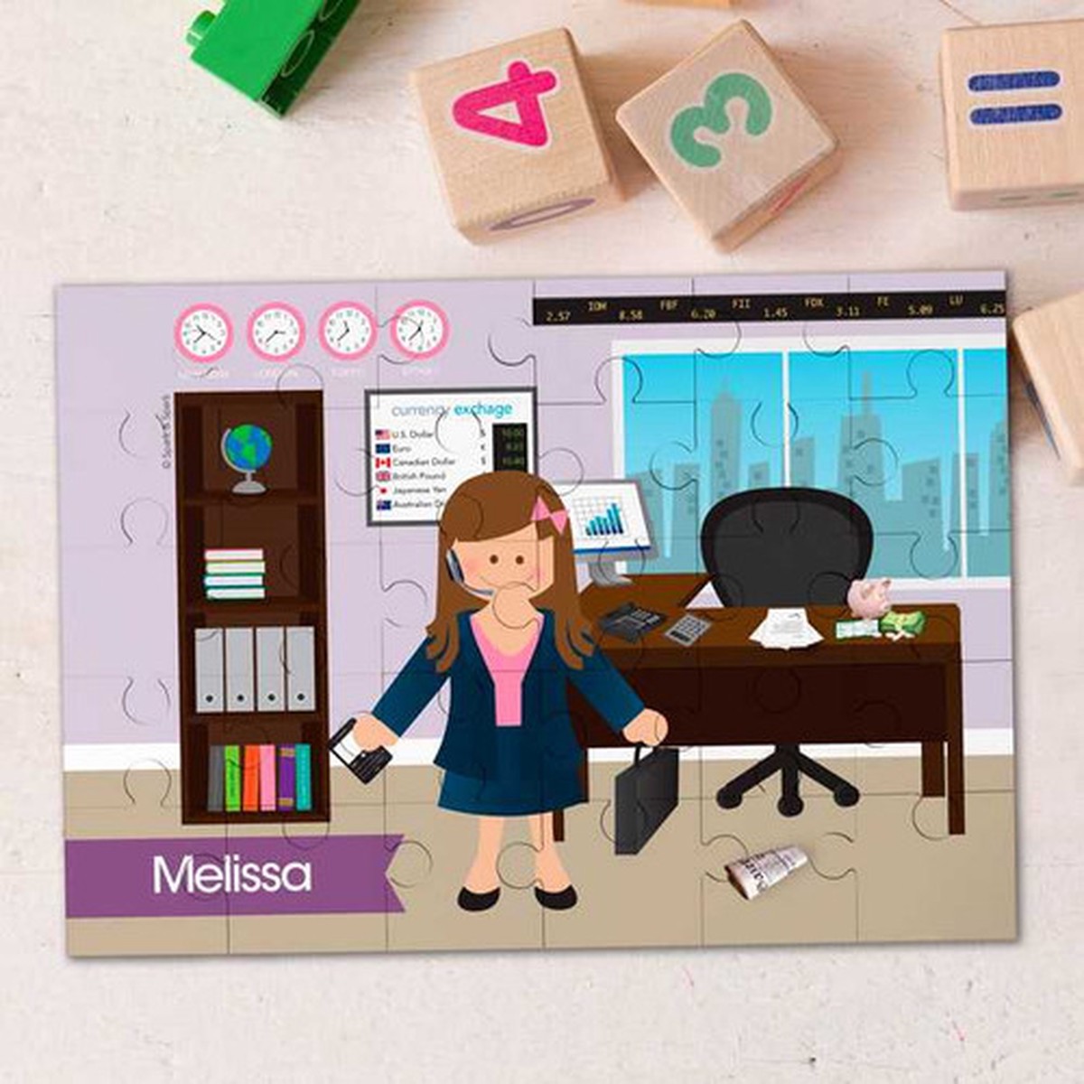 A Girl Crunching Numbers Personalized Puzzles