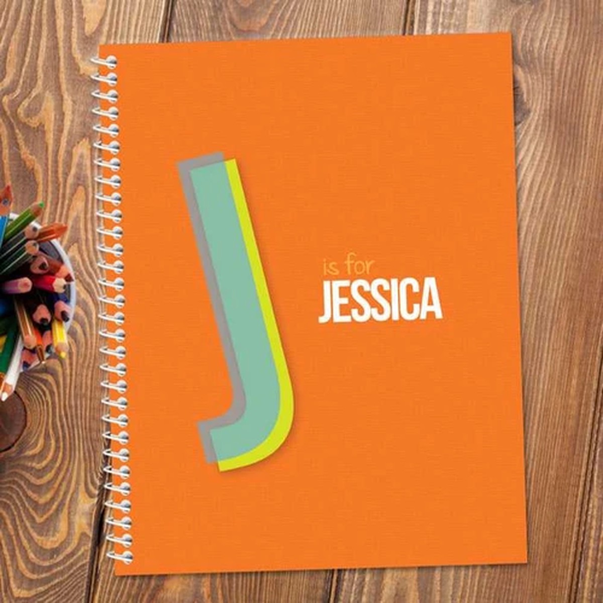 Double Initial Orange Kids Notebook