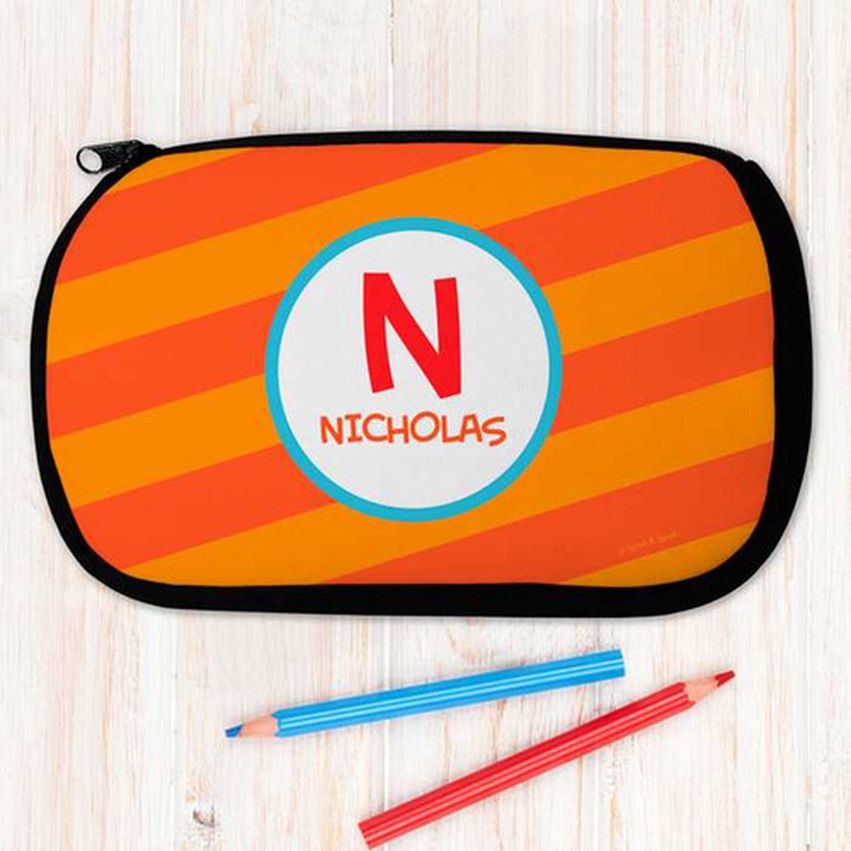 Fun initials Orange Pencil Case