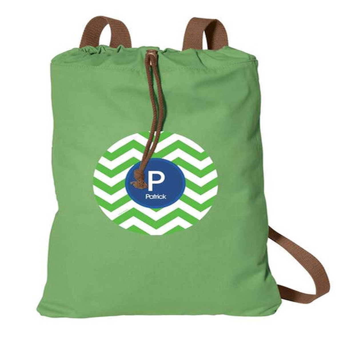 Chevron Green And Blue Drawstring Backpack