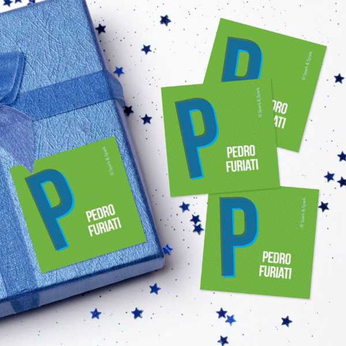 Double Initial Green Gift Label Set