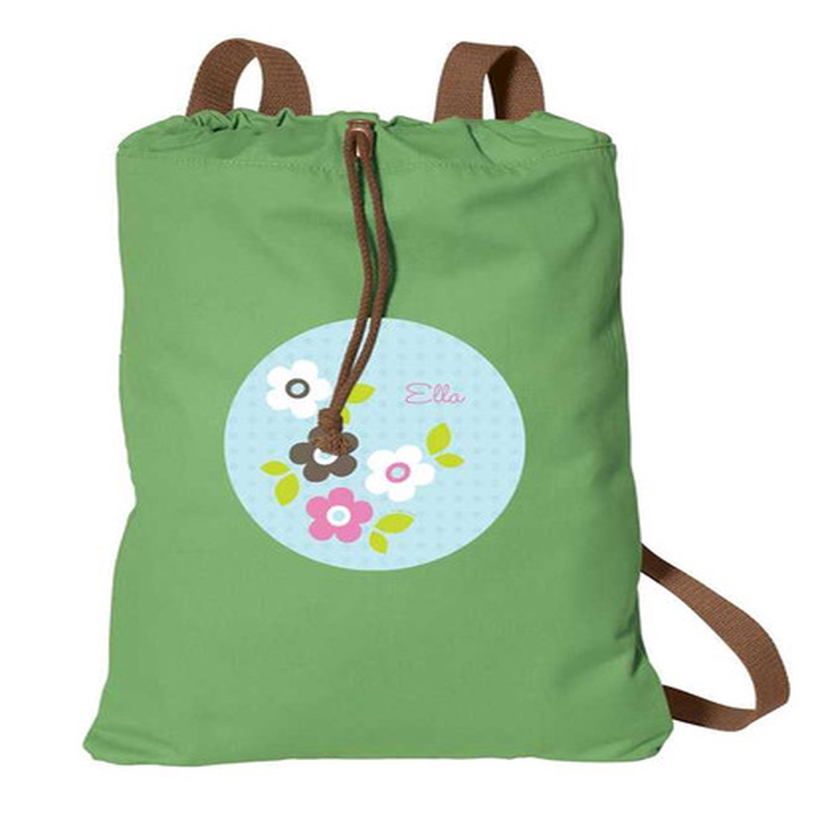 Preppy Flowers Blue Drawstring Backpack