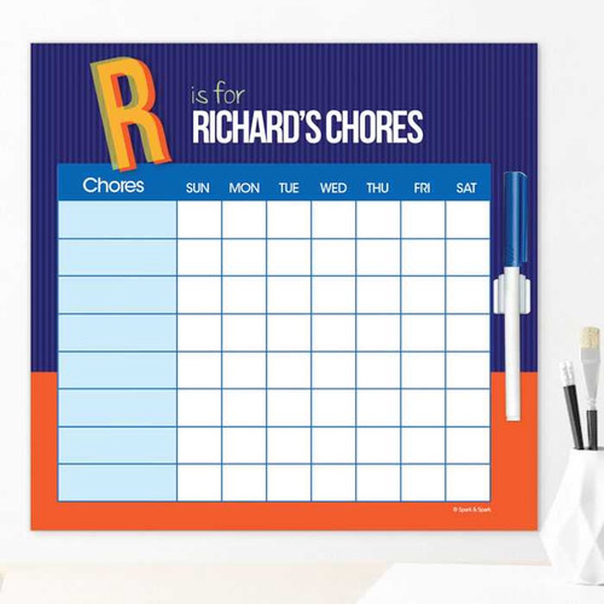 Double Initial Blue Chore Chart