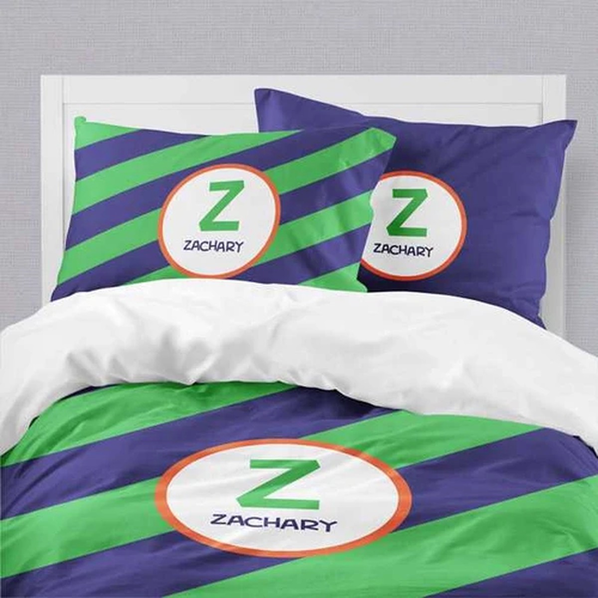 Fun initials Green Duvet Cover