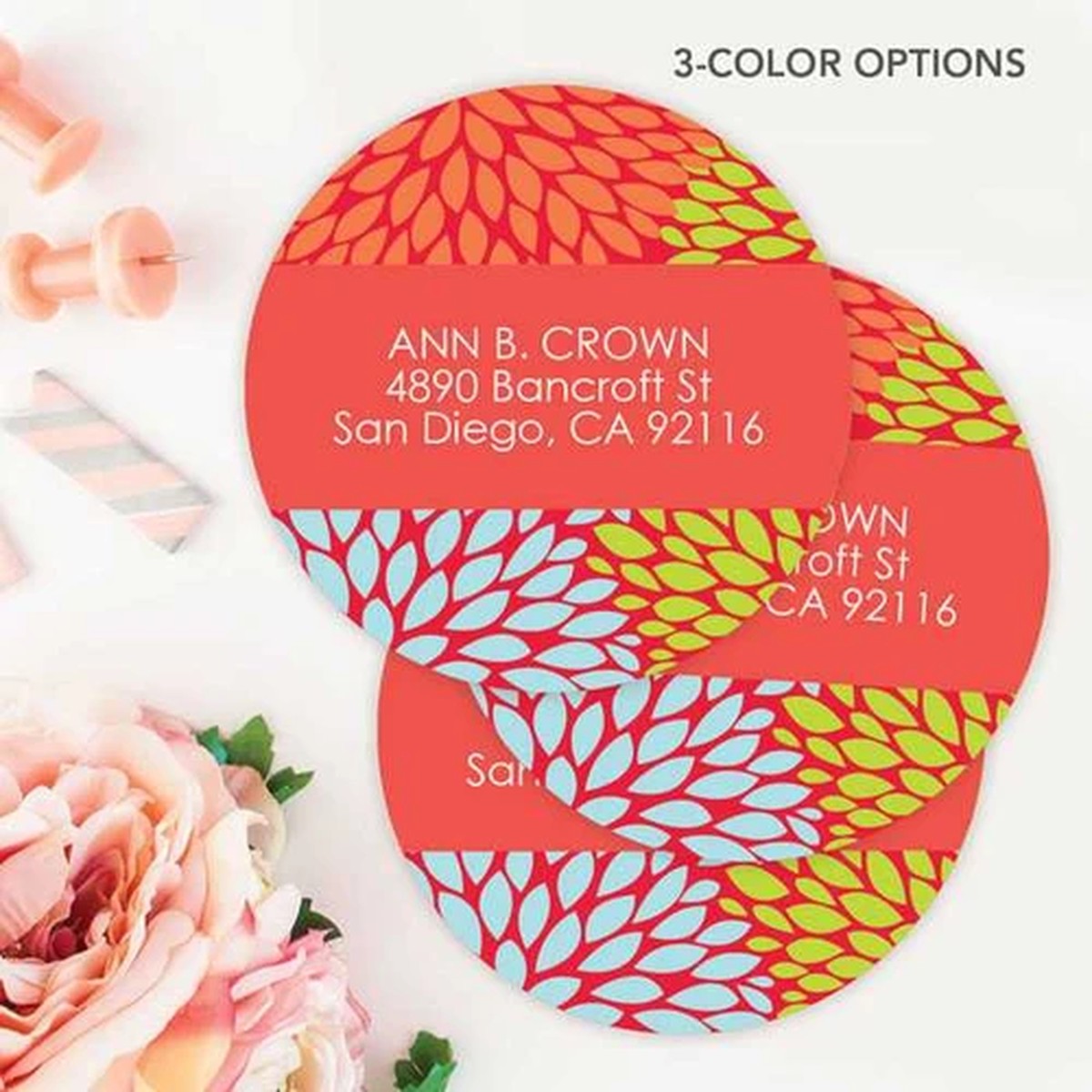 Pom Pom Flowers Label Set