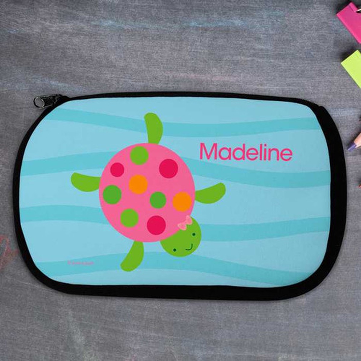 Swimming Pink Turtle Pencil Case