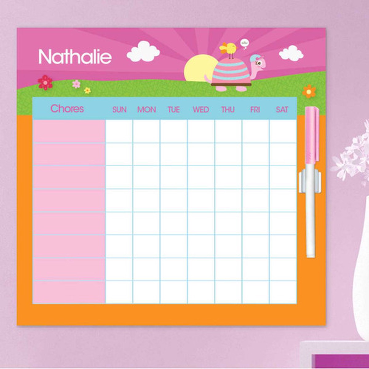 Turtle And Happy Bird Chore Chart
