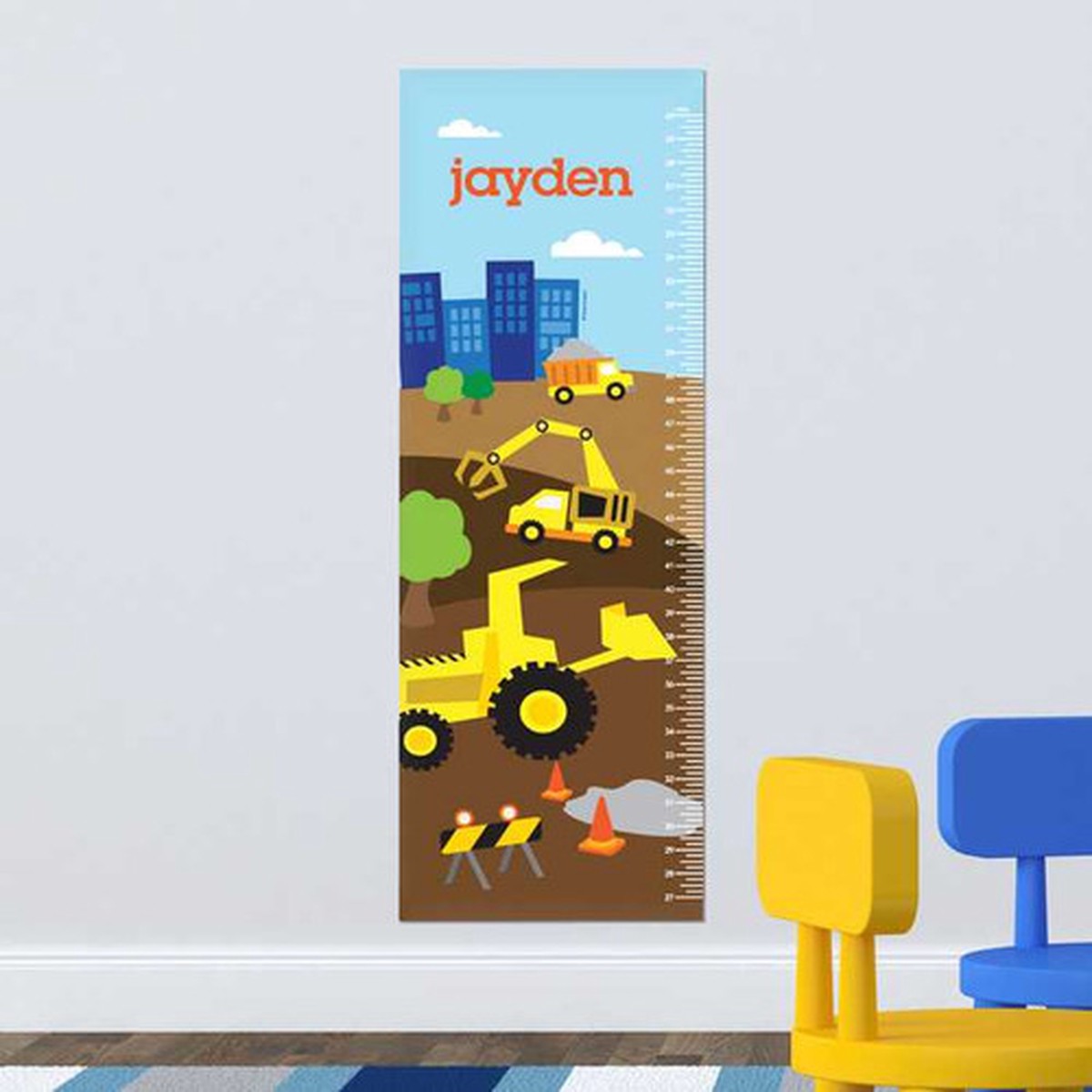 Construction Site Kids Growth Chart