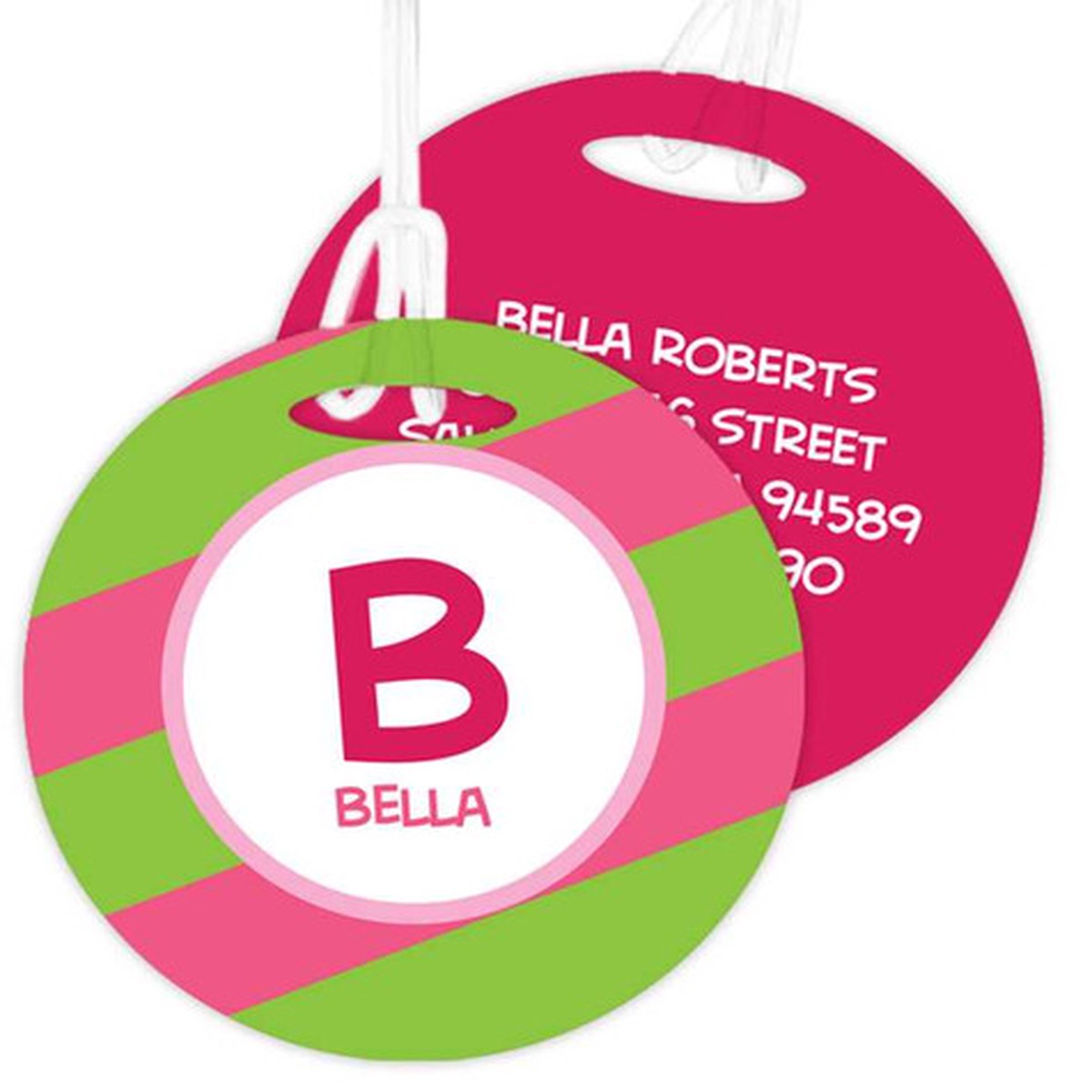 Fun Initials Pink Bag Tag