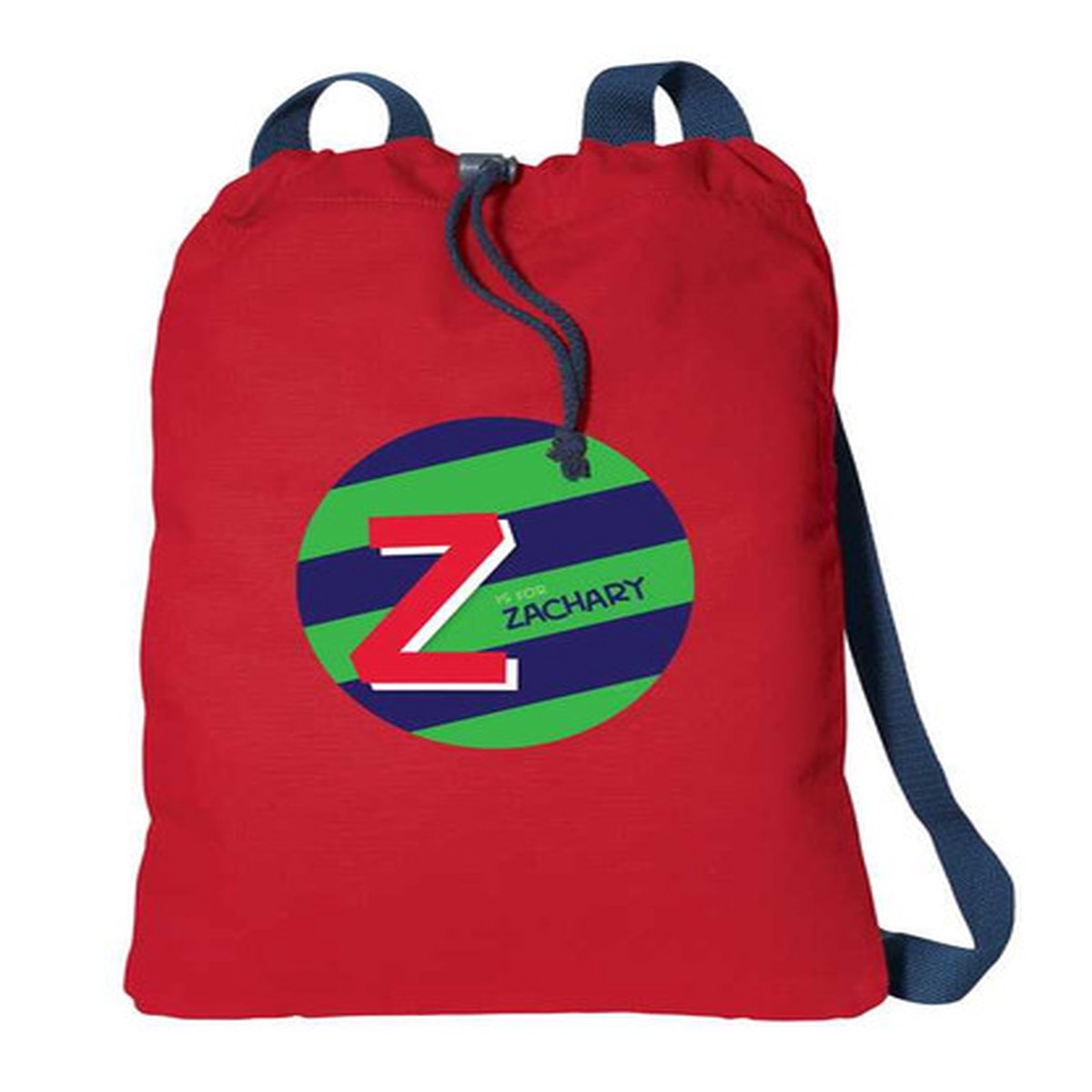 Brilliant Initial Green Drawstring Backpack